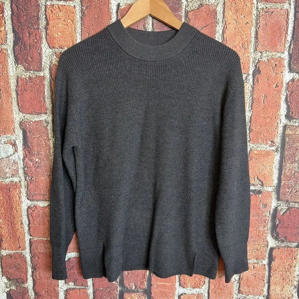 Lululemon Womens 4 Gray Merino Wool Blend Ribbed Crewneck Sweater